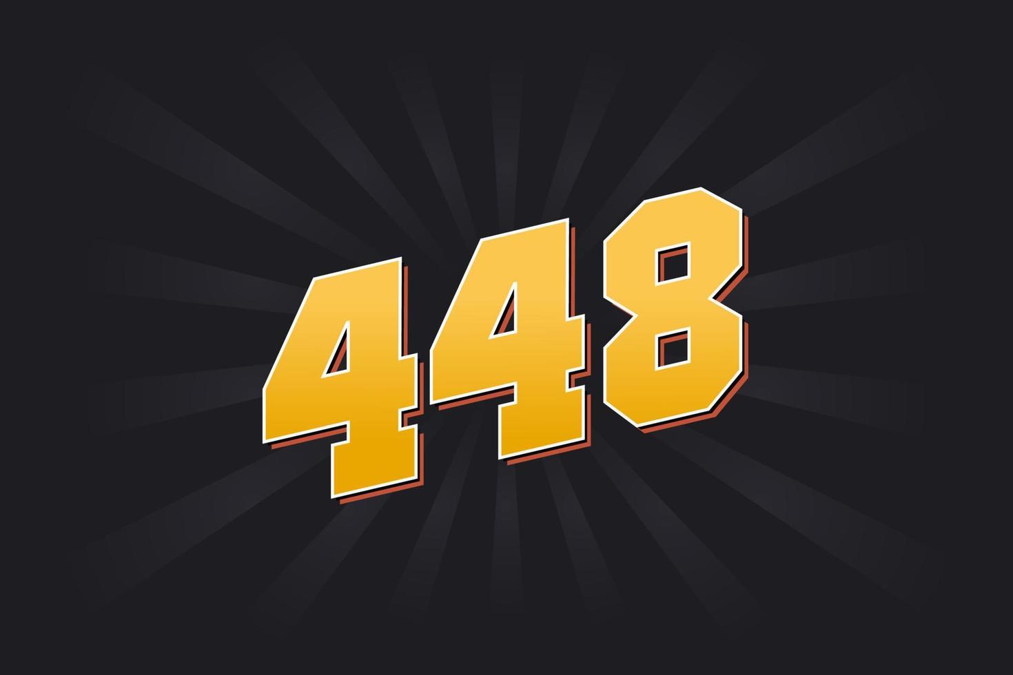 Number 448 vector font alphabet. Yellow 448 number with black background