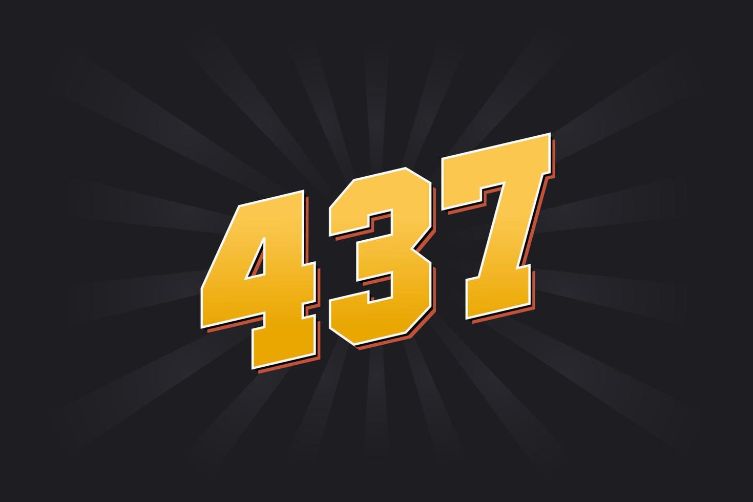 Number 437 vector font alphabet. Yellow 437 number with black background