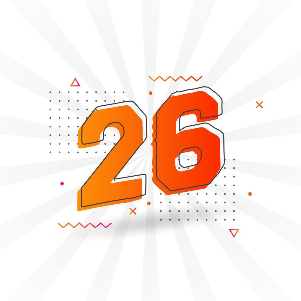 26 number vector font alphabet. Number 26 with decorative element stock vector