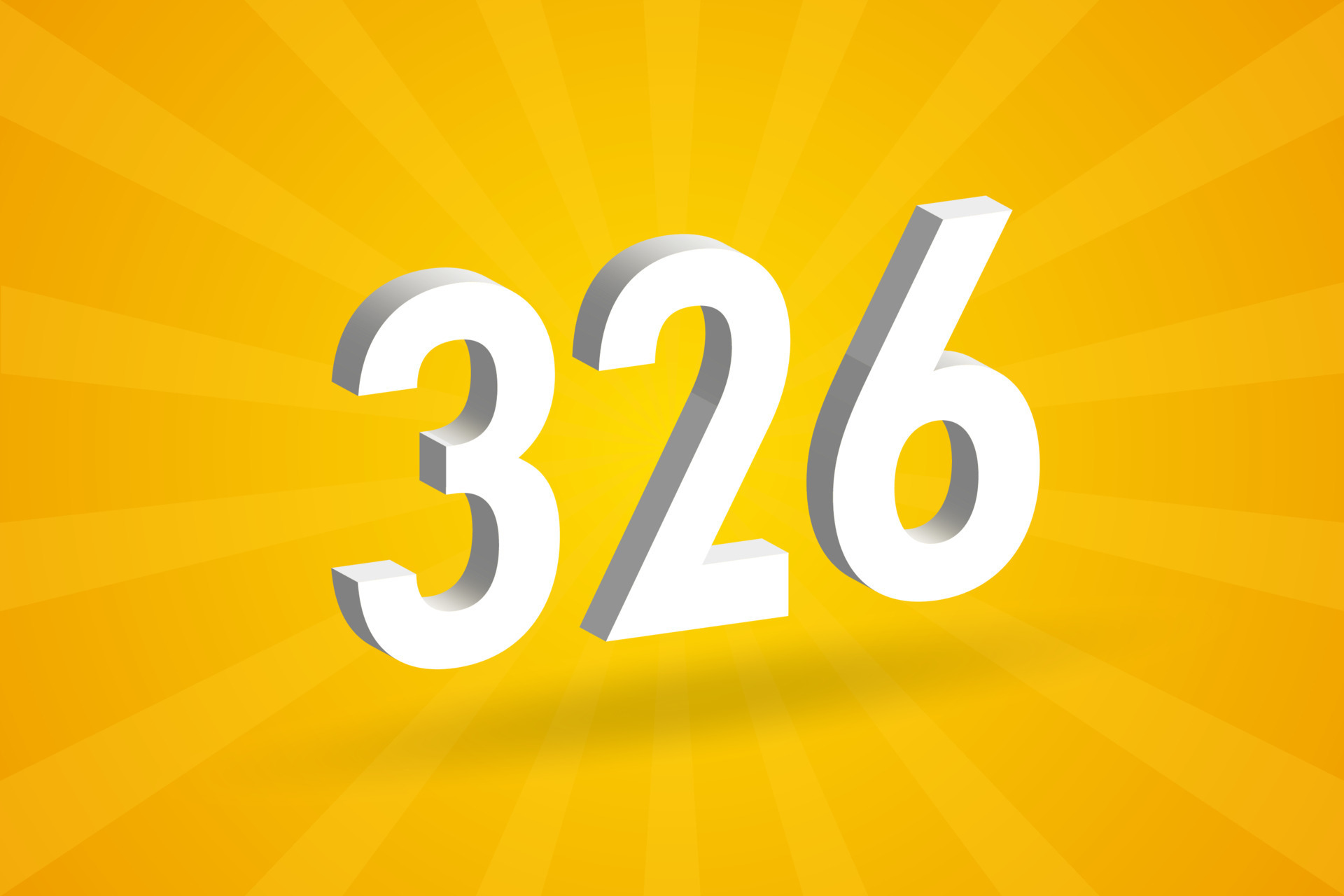 3D 326 number font alphabet. White 3D Number 326 with yellow background ...