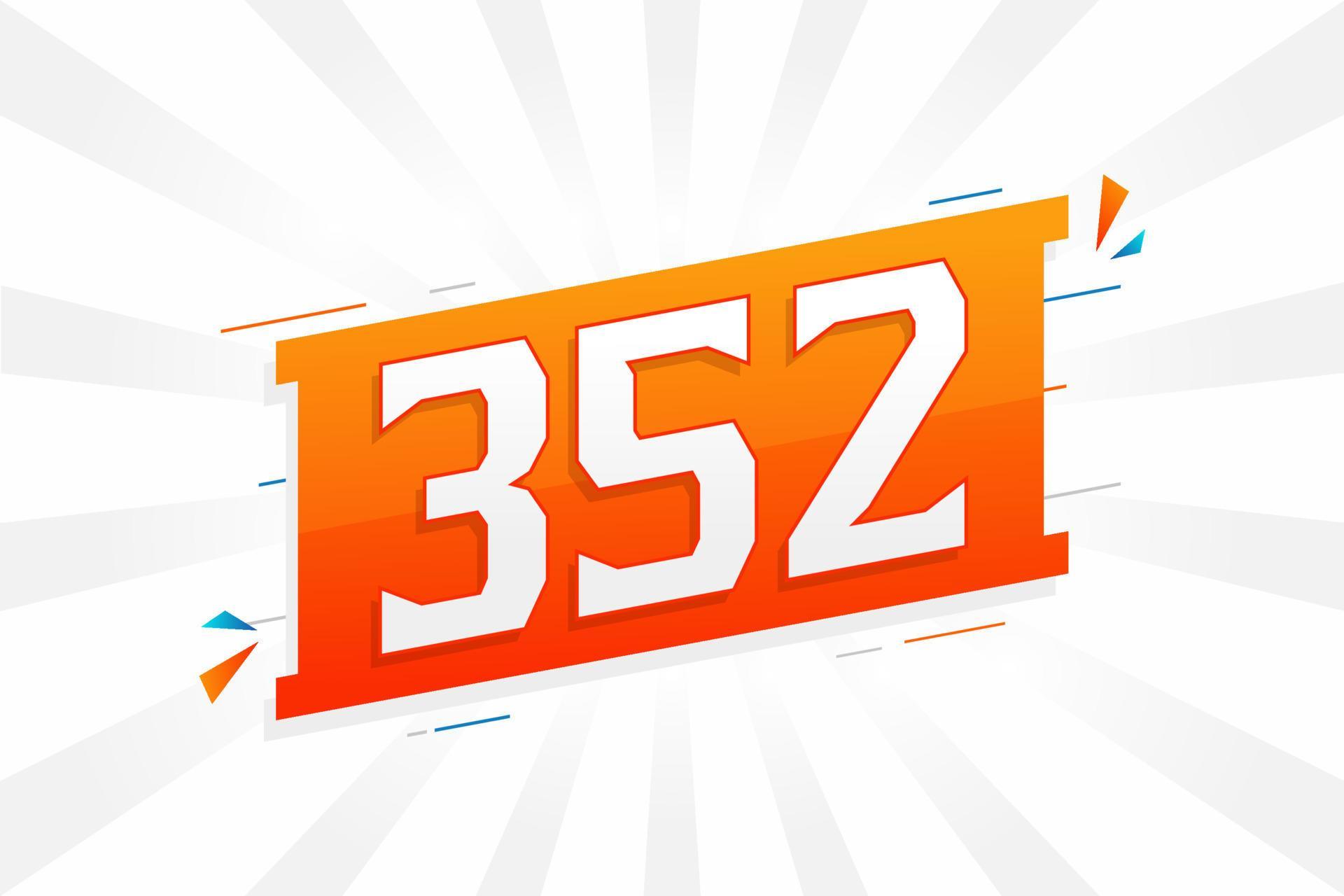 352 number vector font alphabet. Number 352 with decorative element