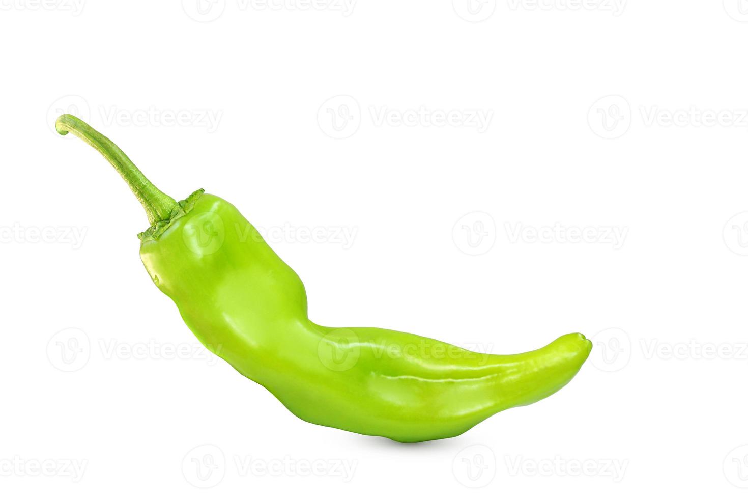Hot green pepper on a white isolated background. Food. Copy space photo