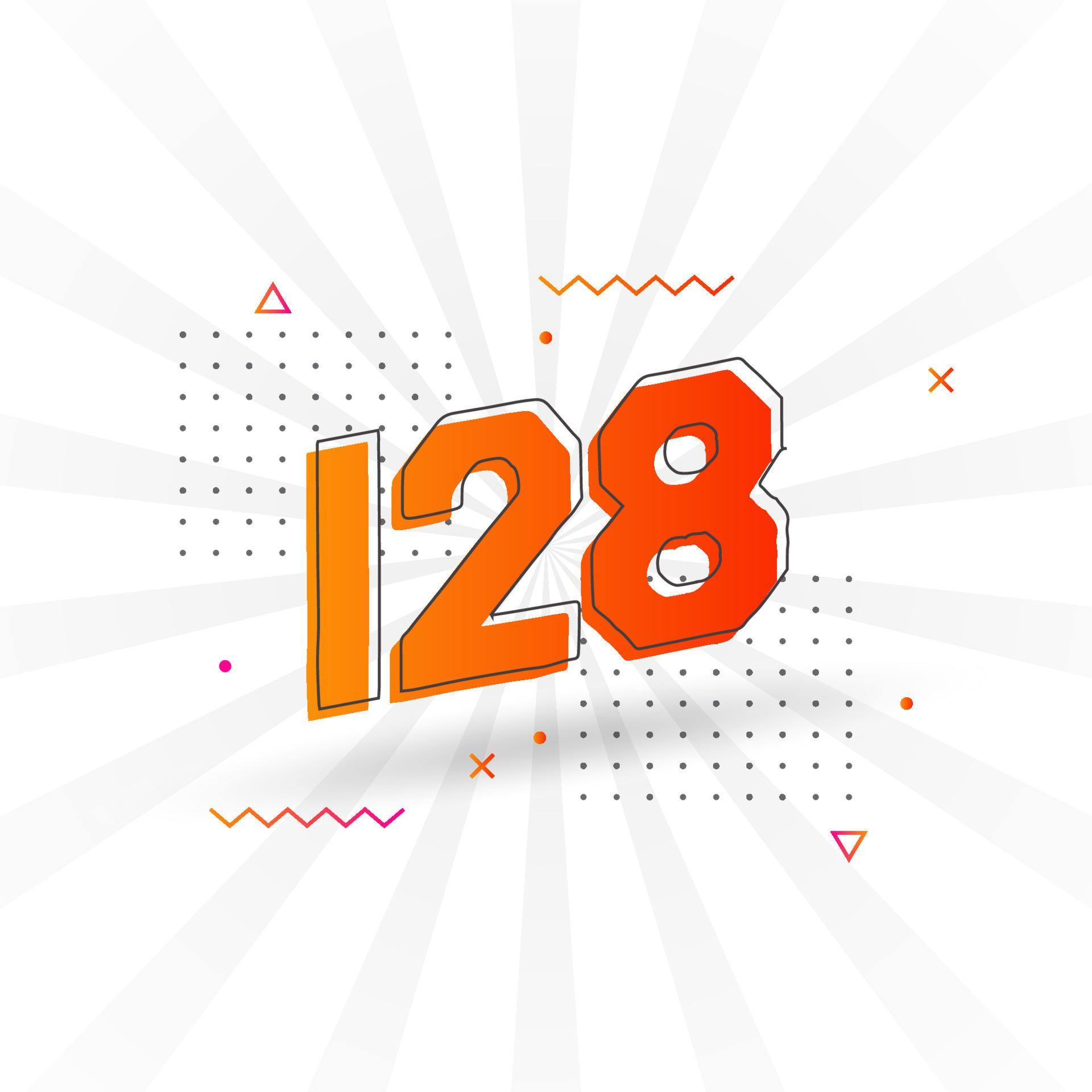 128 number vector font alphabet Number 128 with decorative element
