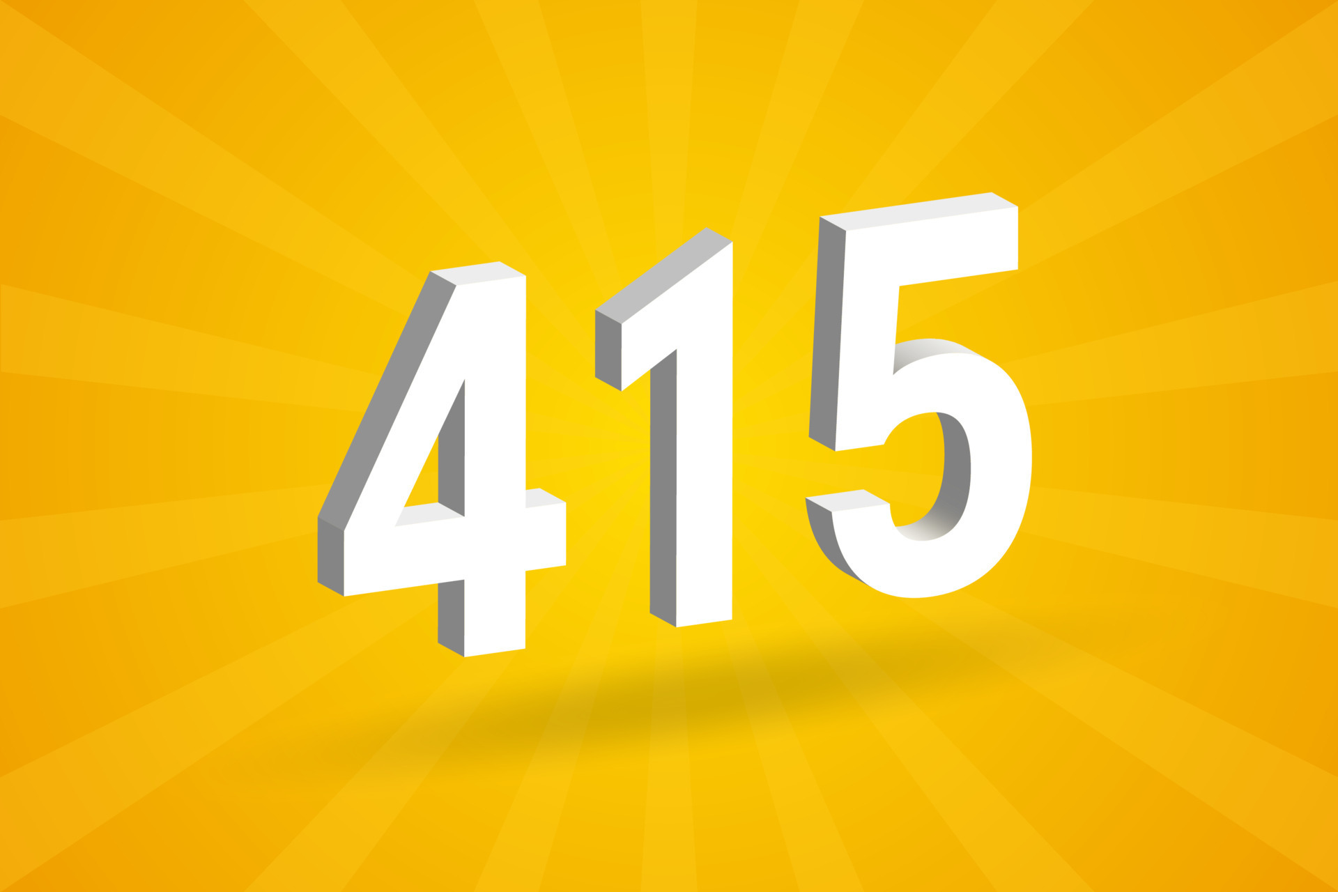 3D 415 number font alphabet. White 3D Number 415 with yellow background ...