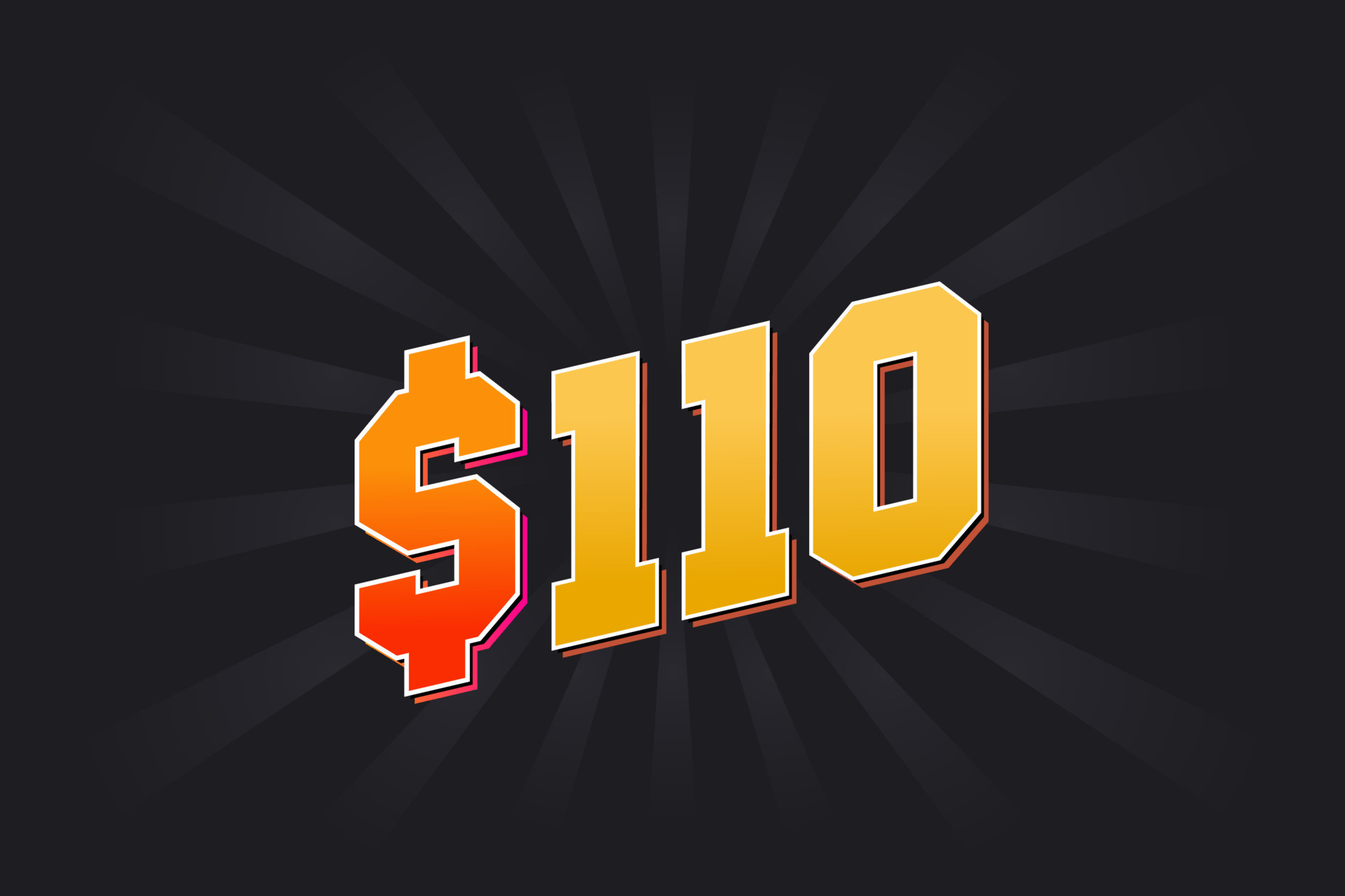 110 Dollar American Money Vector Text Symbol 110 USD United States 