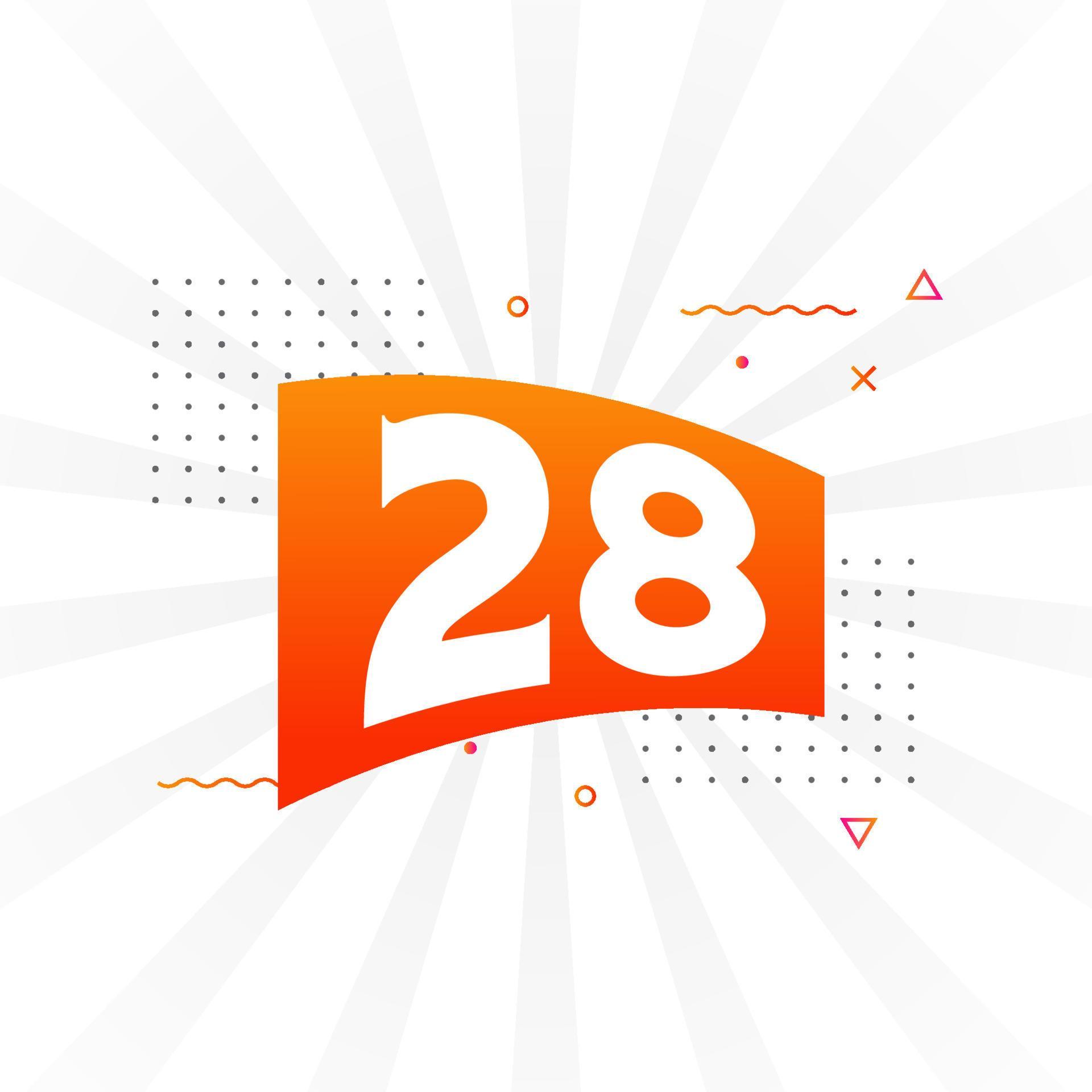 28 number vector font alphabet. Number 28 with decorative element stock ...
