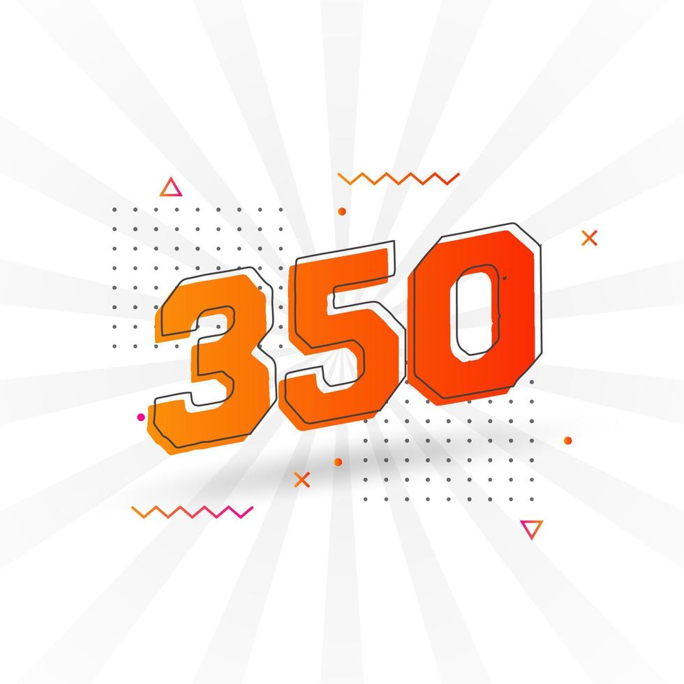 350 number vector font alphabet. Number 350 with decorative element