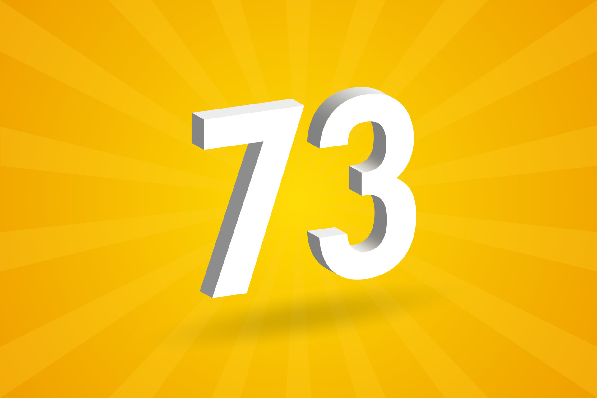 3D 73 number font alphabet. White 3D Number 73 with yellow background ...