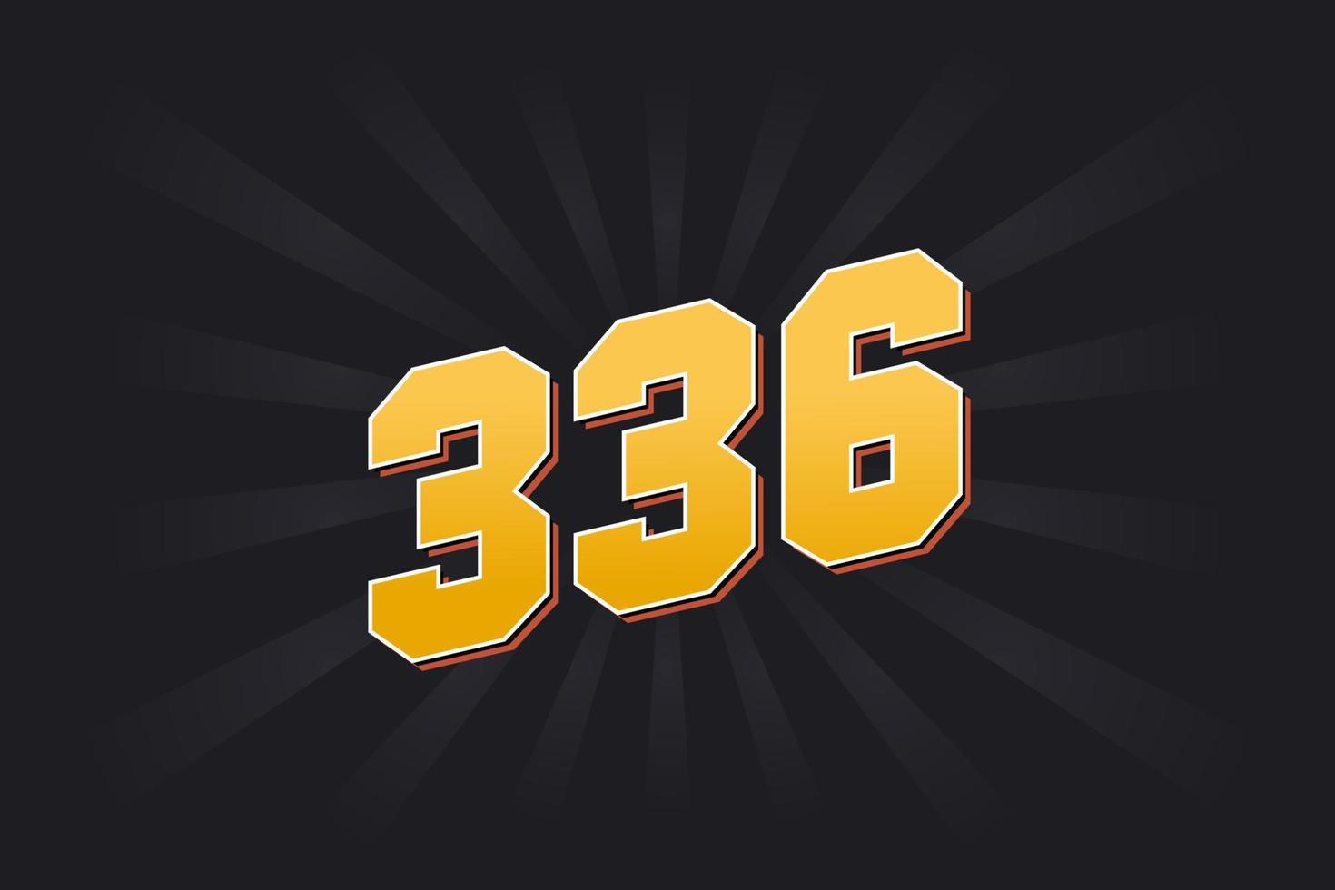 Number 336 vector font alphabet. Yellow 336 number with black background