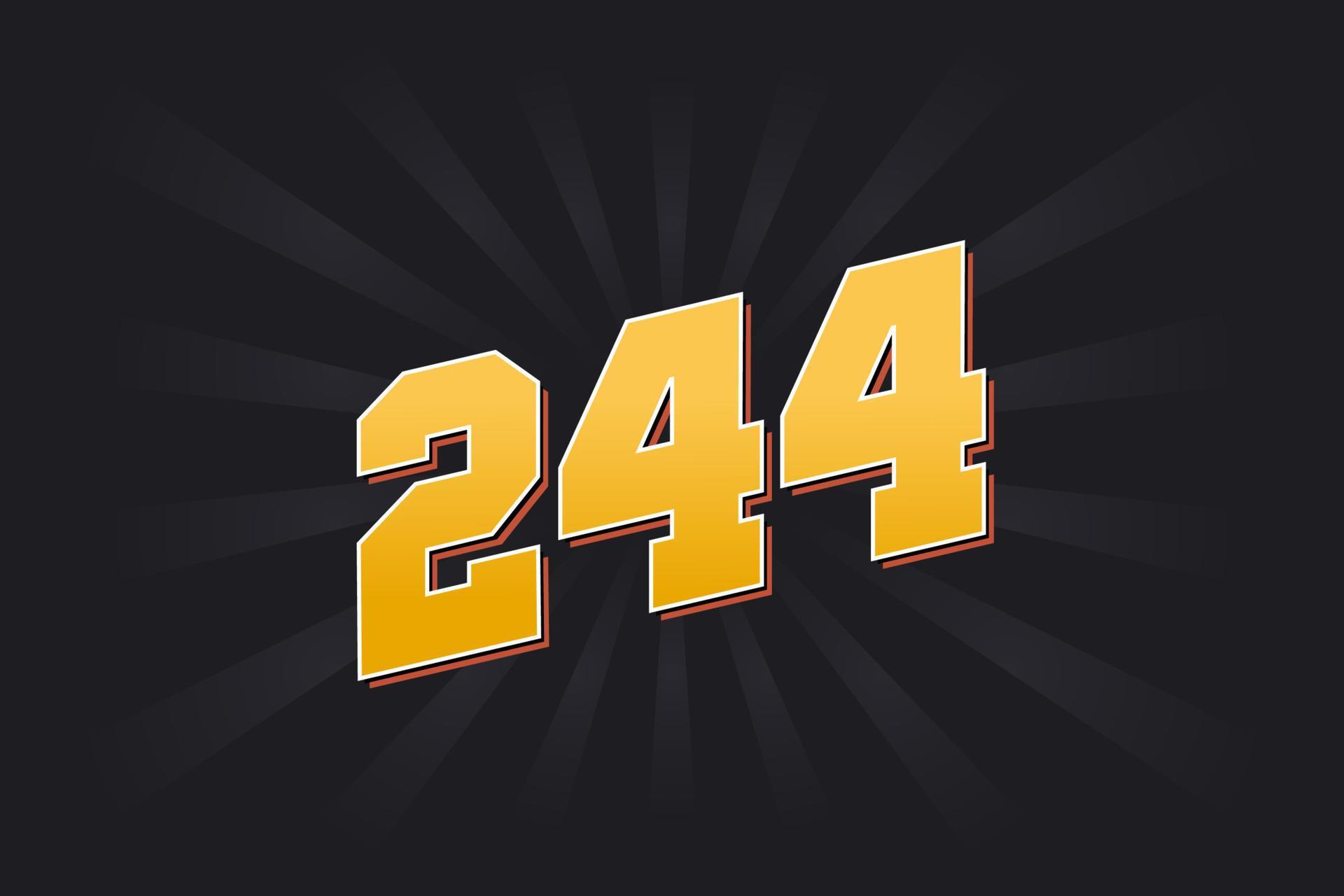 Number 244 vector font alphabet. Yellow 244 number with black