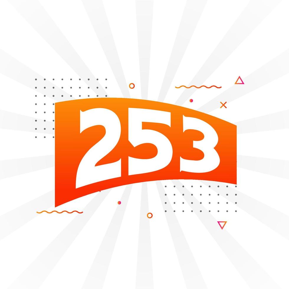 253 number vector font alphabet. Number 253 with decorative element ...