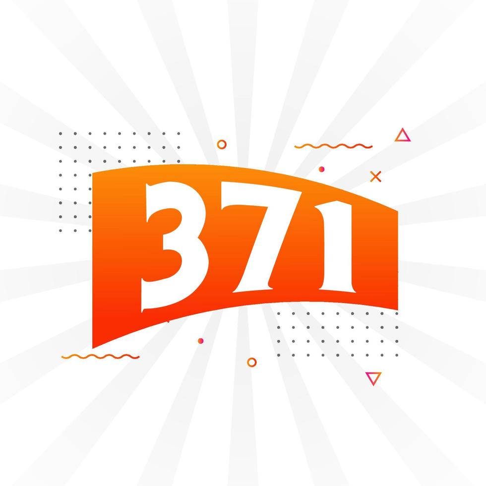 371 number vector font alphabet. Number 371 with decorative element stock vector