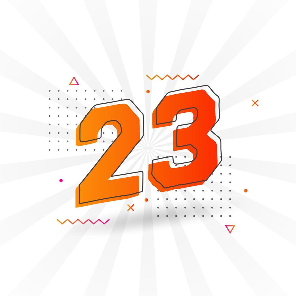 23 number vector font alphabet. Number 23 with decorative element stock vector