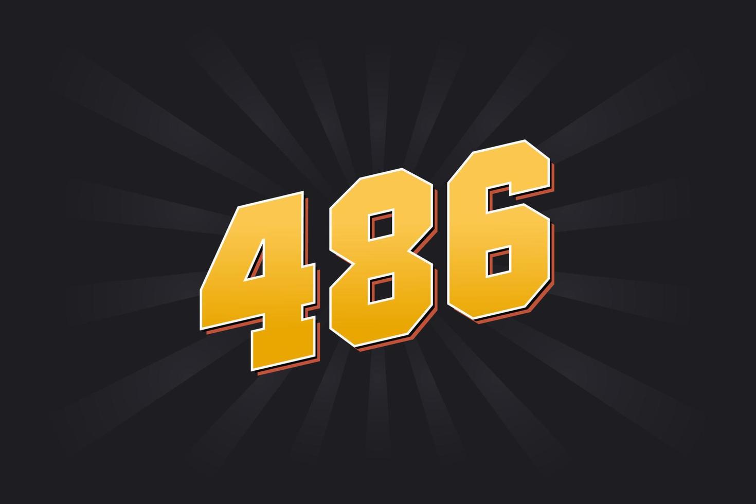 Number 486 vector font alphabet. Yellow 486 number with black background