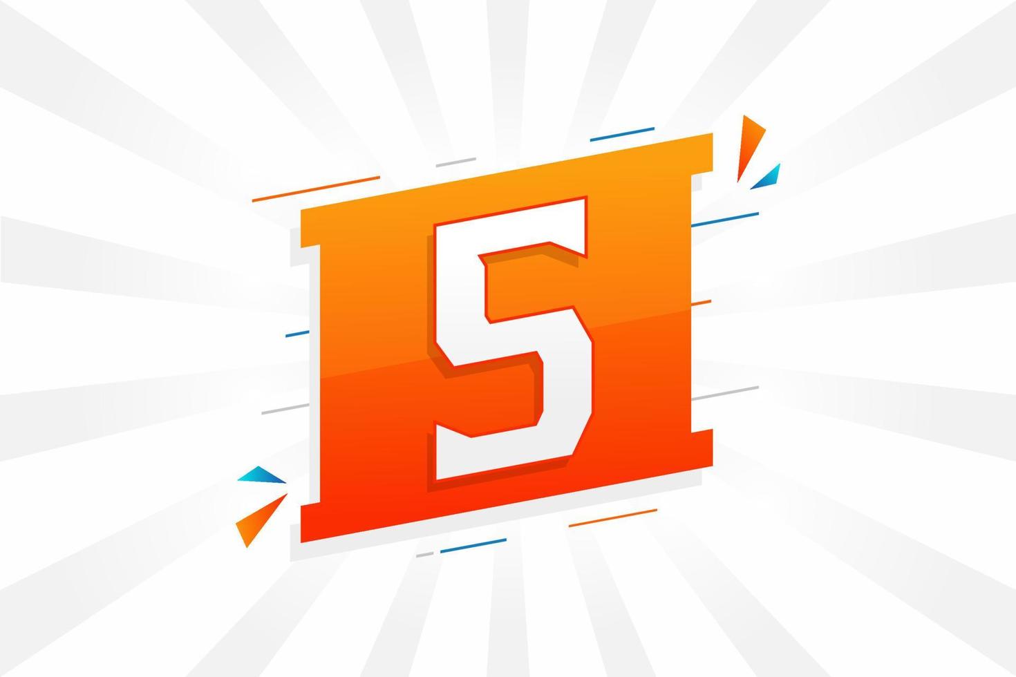 5 number vector font alphabet. Number 5 with decorative element stock vector