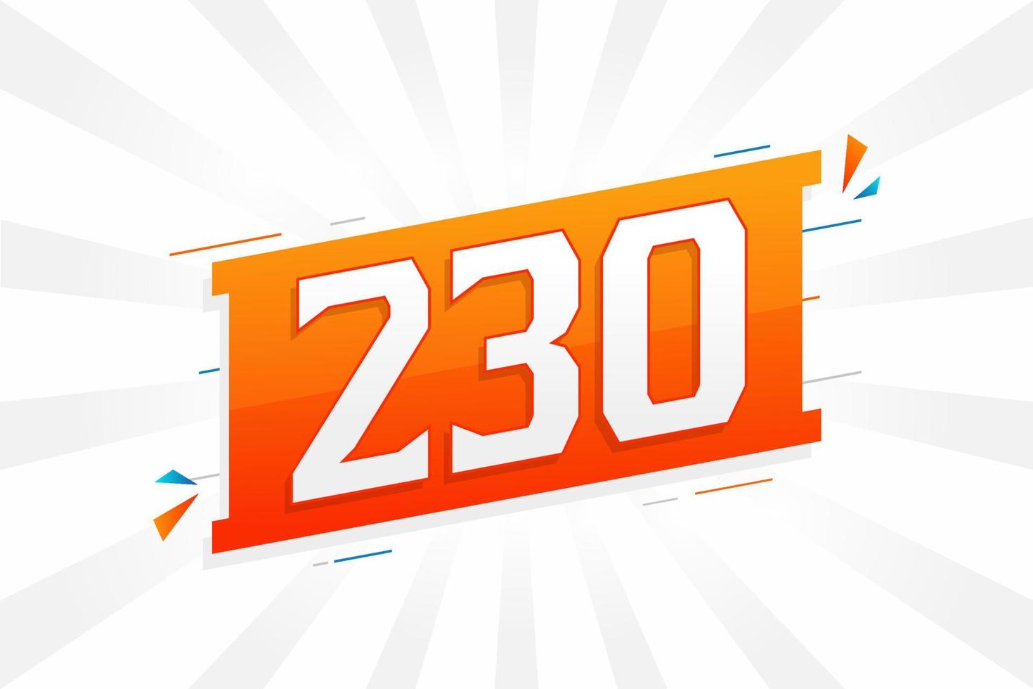 230 number vector font alphabet. Number 230 with decorative element stock vector