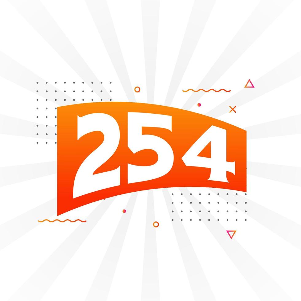 254 number vector font alphabet. Number 254 with decorative element stock vector