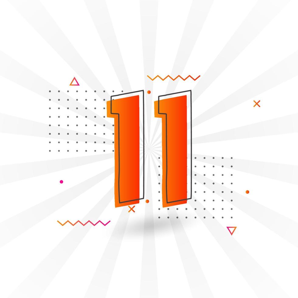 11 number vector font alphabet. Number 11 with decorative element stock vector
