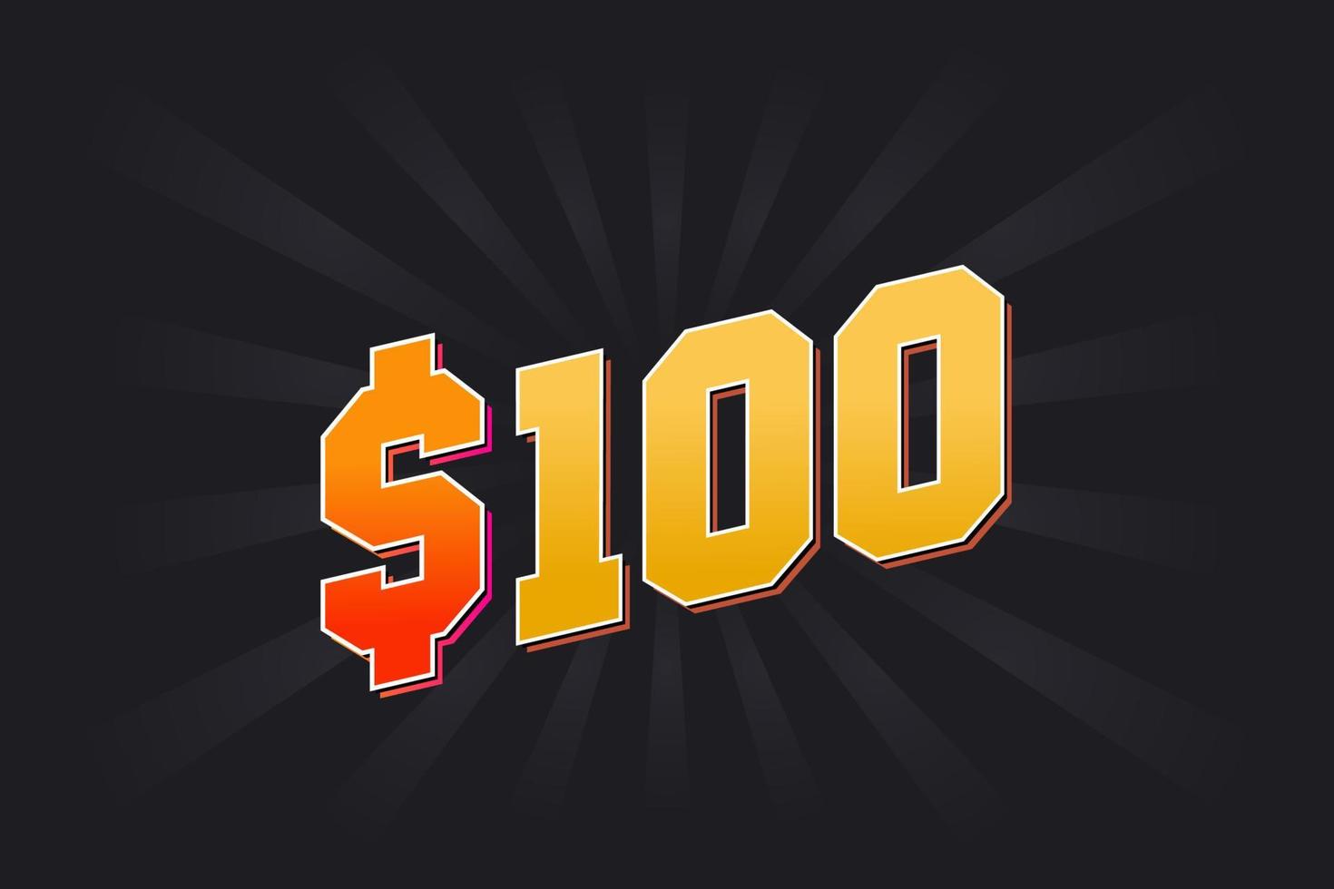 100 Dollar American Money vector text symbol. 100 USD United States Dollar stock vector