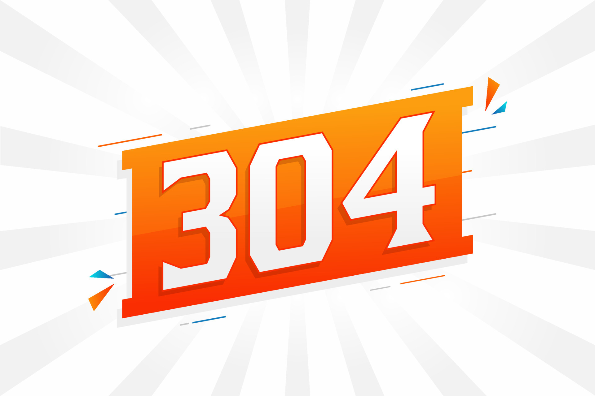 304 number vector font alphabet. Number 304 with decorative element