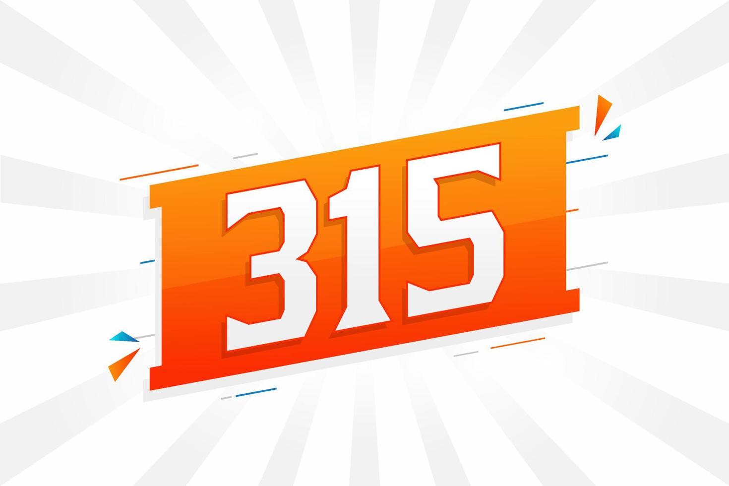 315 number vector font alphabet. Number 315 with decorative element stock vector