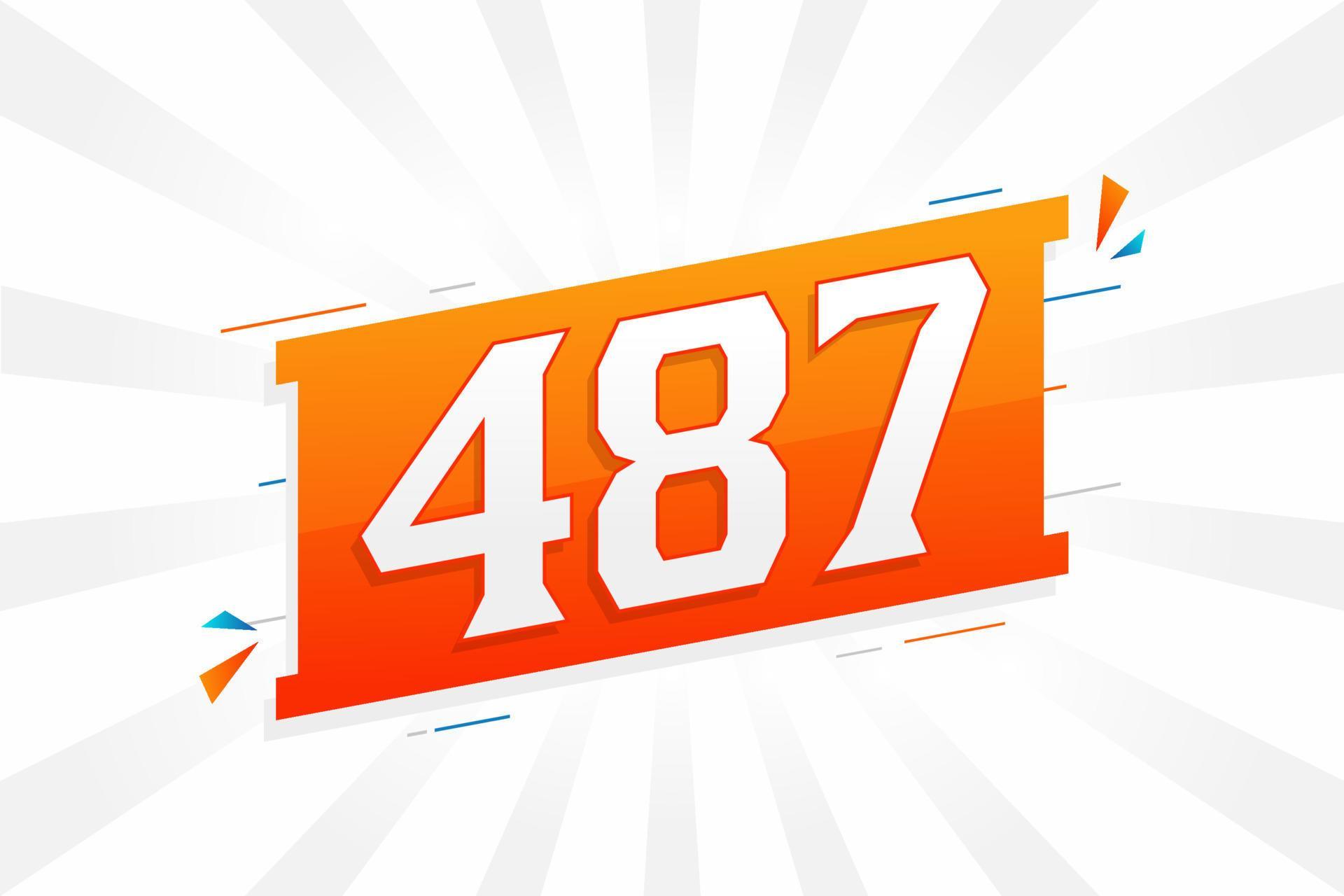 487 number vector font alphabet. Number 487 with decorative element ...