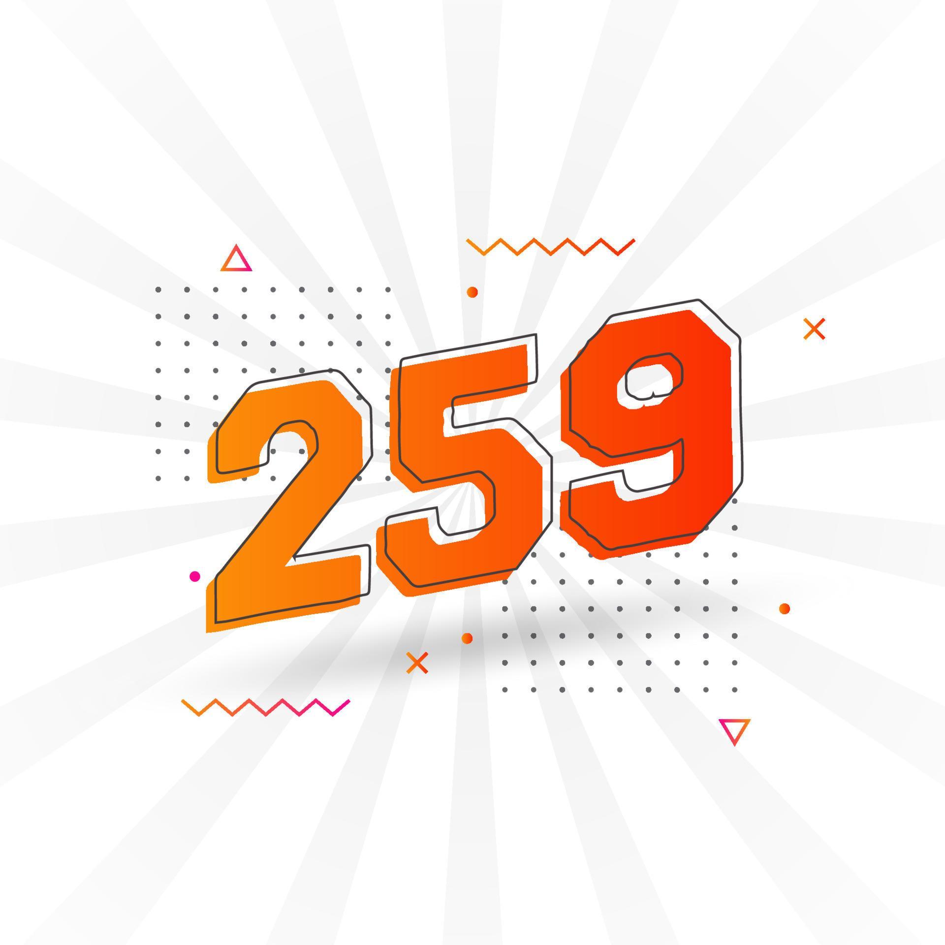 259 number vector font alphabet. Number 259 with decorative element ...