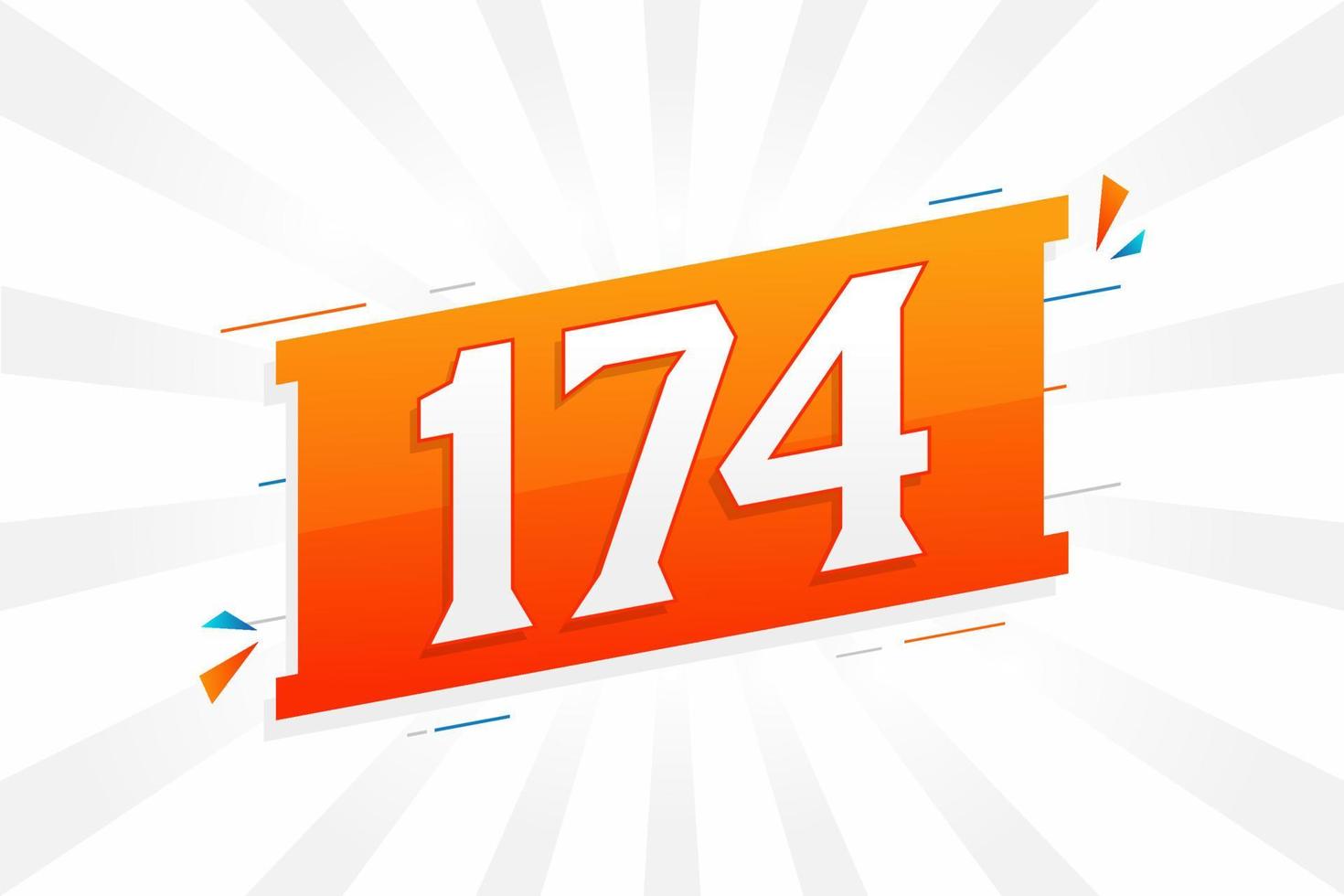 174 number vector font alphabet. Number 174 with decorative element ...