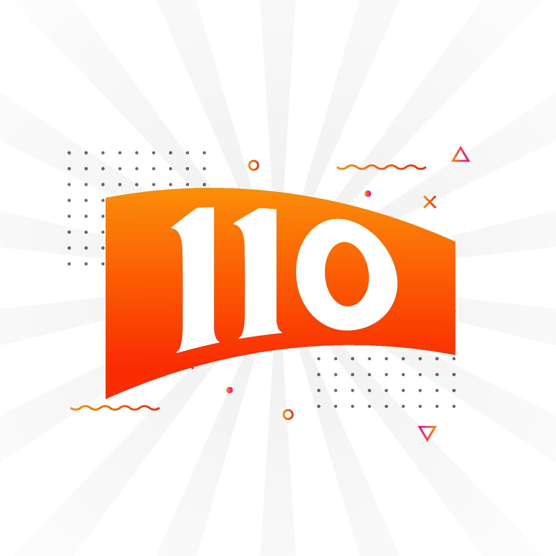 110 number vector font alphabet. Number 110 with decorative element