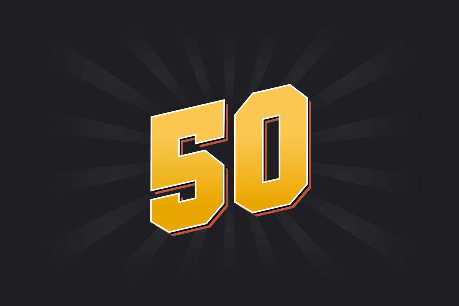 Number 50 vector font alphabet. Yellow 50 number with black background