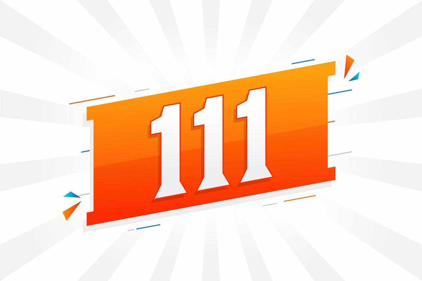 111 number vector font alphabet. Number 111 with decorative element stock vector