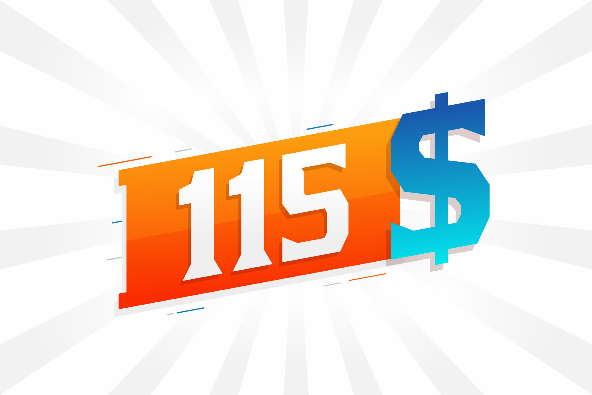 115 Dollar currency vector text symbol. 115 USD United States Dollar American Money stock vector