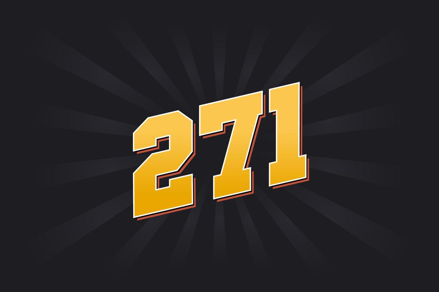 Number 271 vector font alphabet. Yellow 271 number with black background