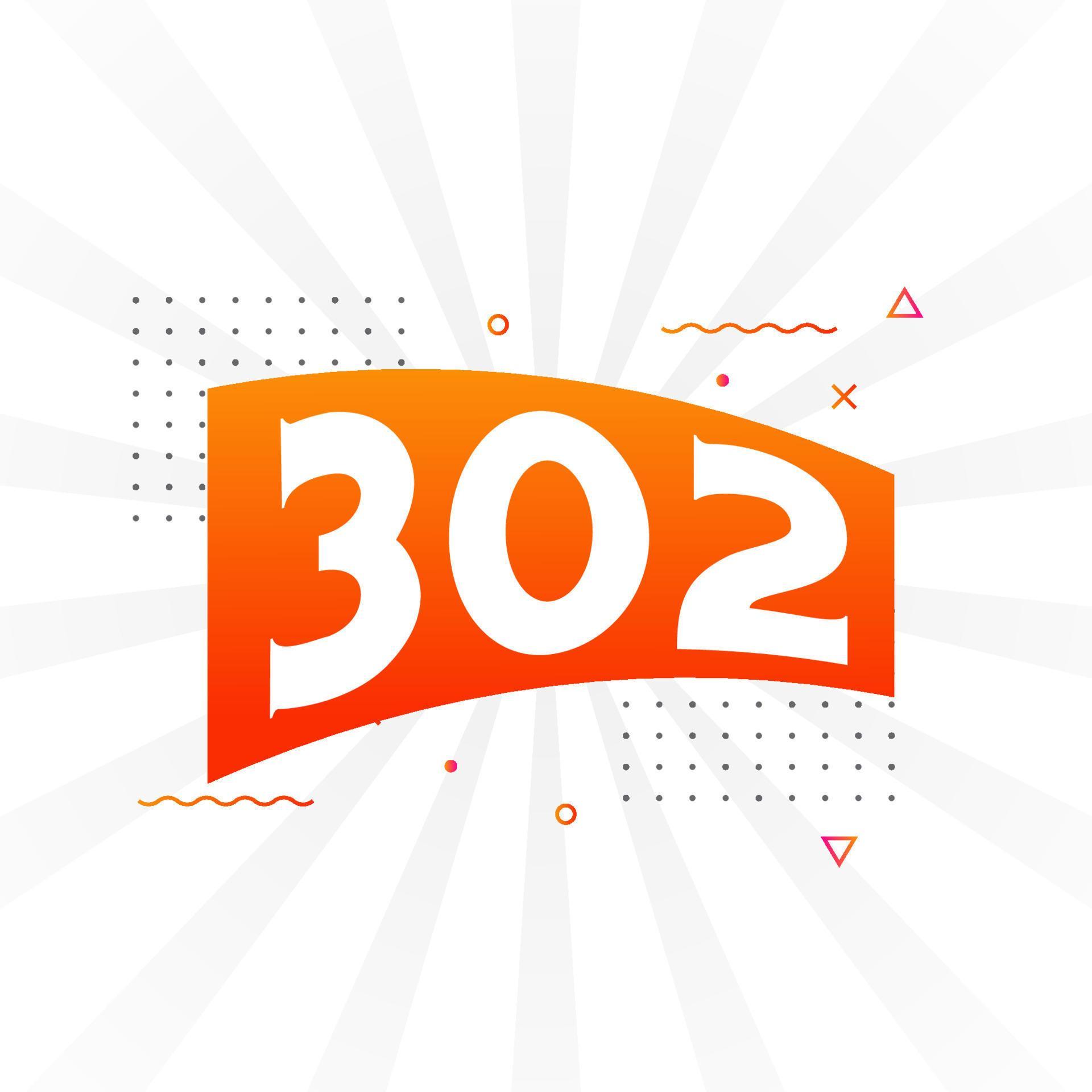 302 number vector font alphabet. Number 302 with decorative element ...