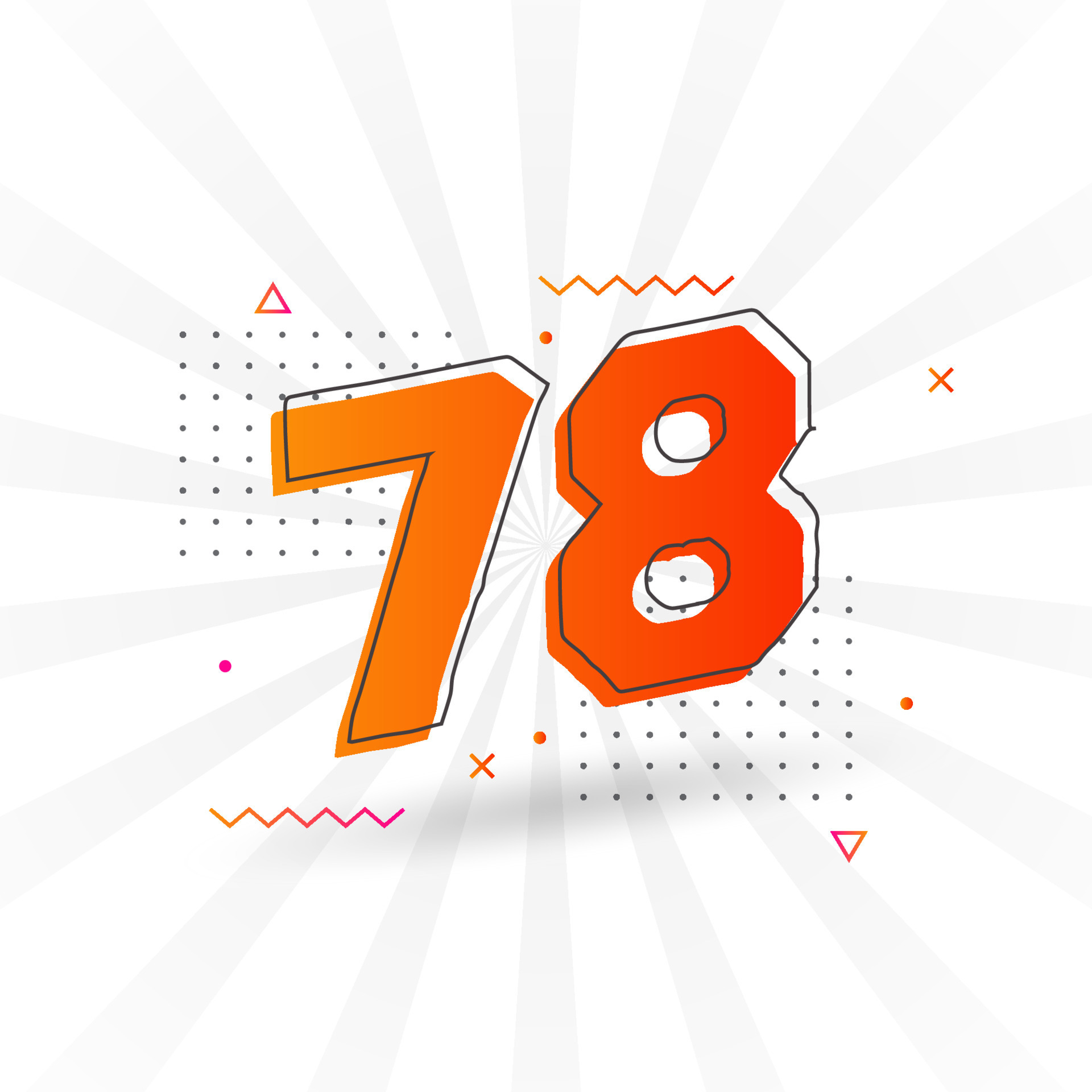 78 number vector font alphabet. Number 78 with decorative element stock