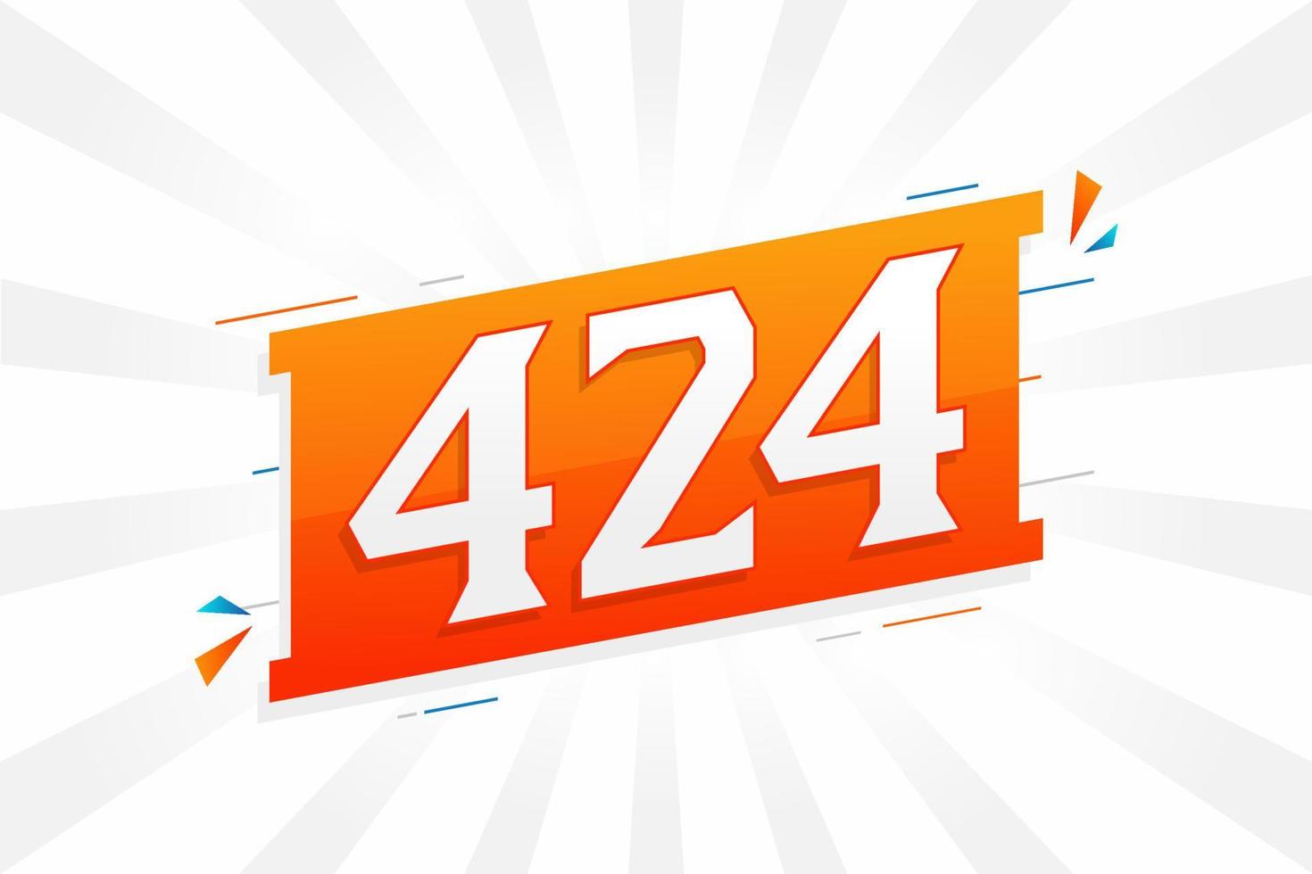 424 number vector font alphabet. Number 424 with decorative element stock vector
