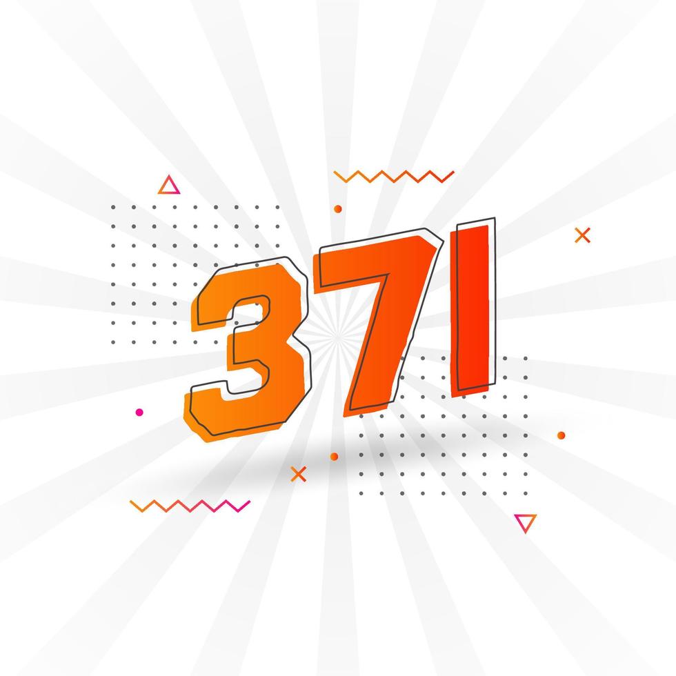 371 number vector font alphabet. Number 371 with decorative element stock vector