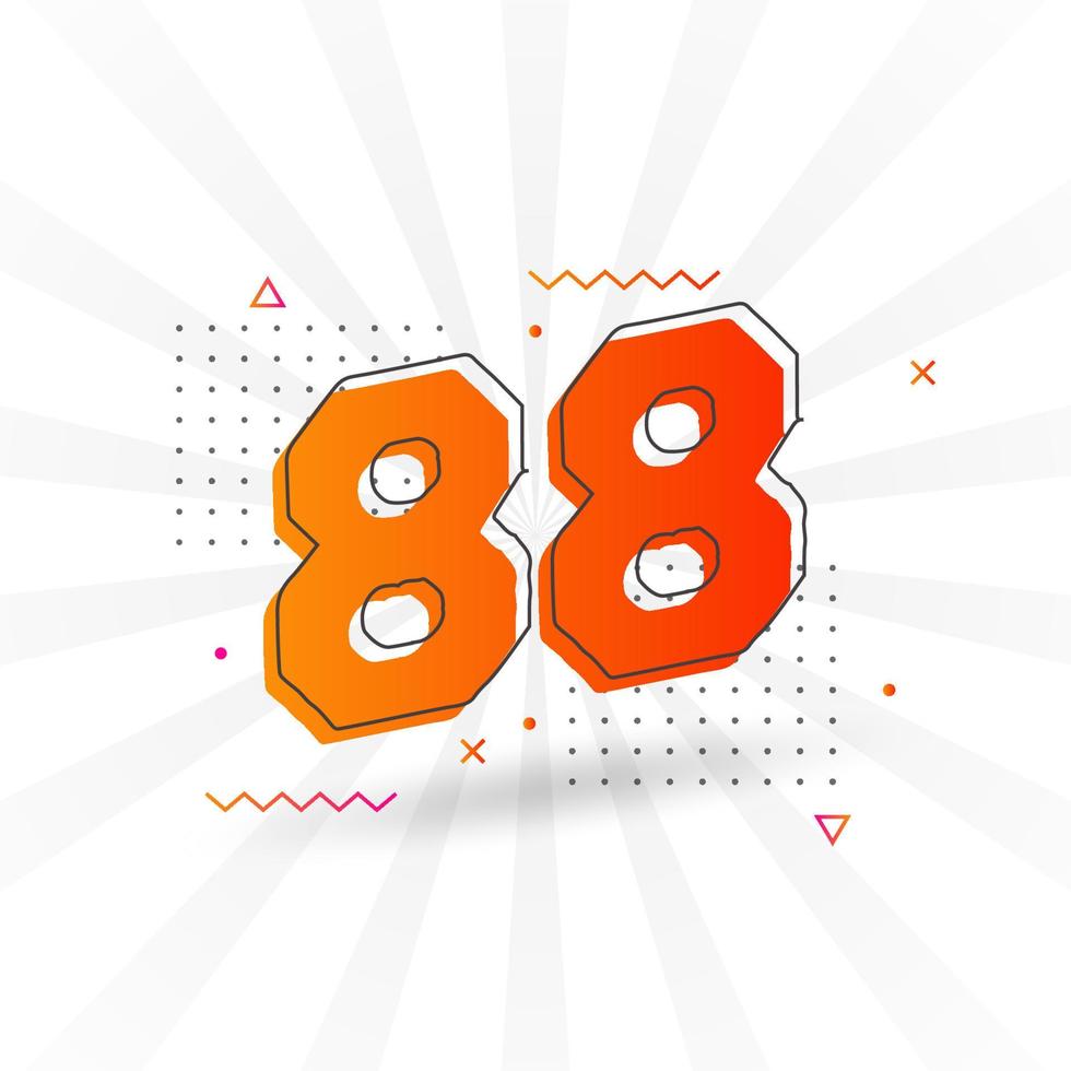 Alfabeto de fuente vectorial de 88 números. número 88 con vector de stock de elemento decorativo