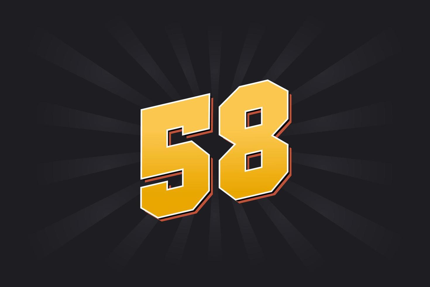 Number 58 vector font alphabet. Yellow 58 number with black background