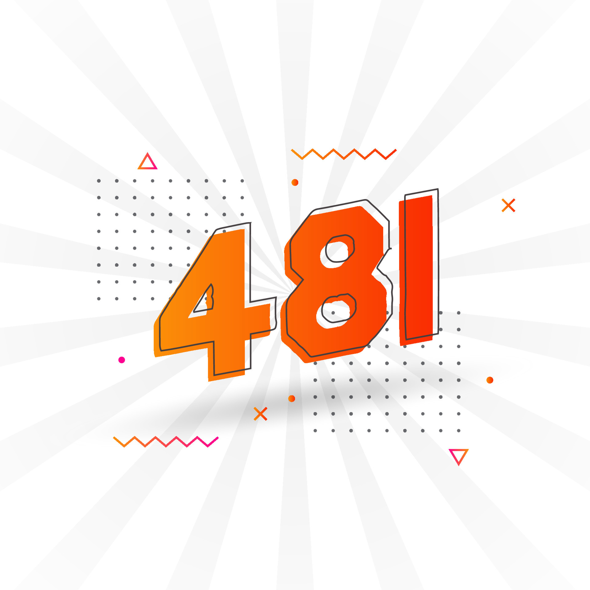 481 number vector font alphabet. Number 481 with decorative element
