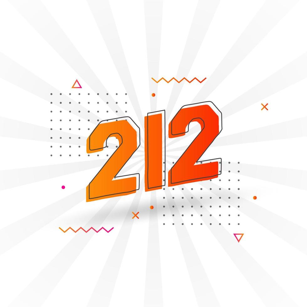 212 number vector font alphabet. Number 212 with decorative element stock vector