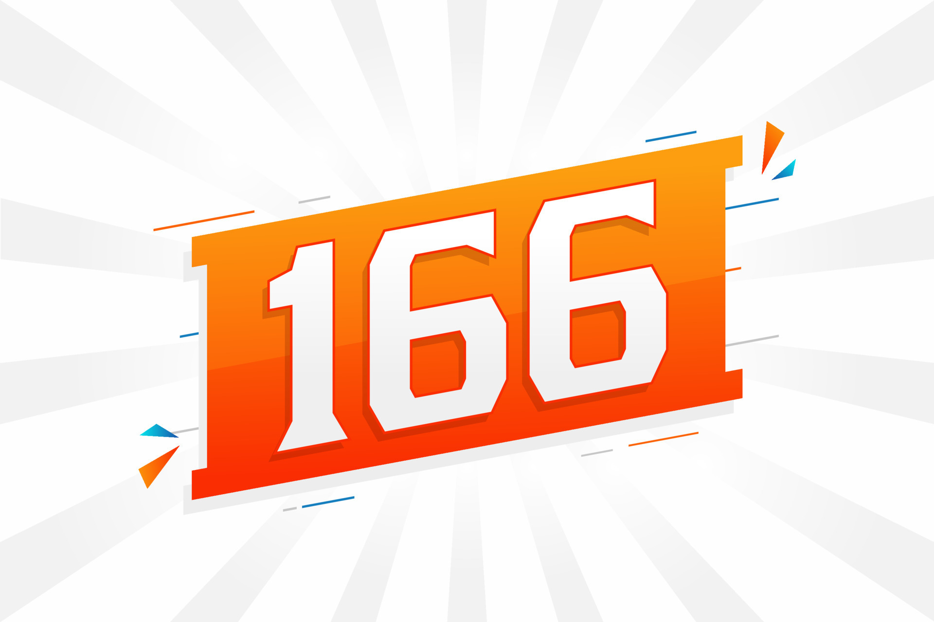 166 number vector font alphabet. Number 166 with decorative element