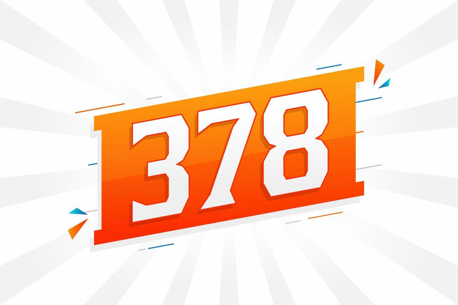 378 number vector font alphabet. Number 378 with decorative element ...