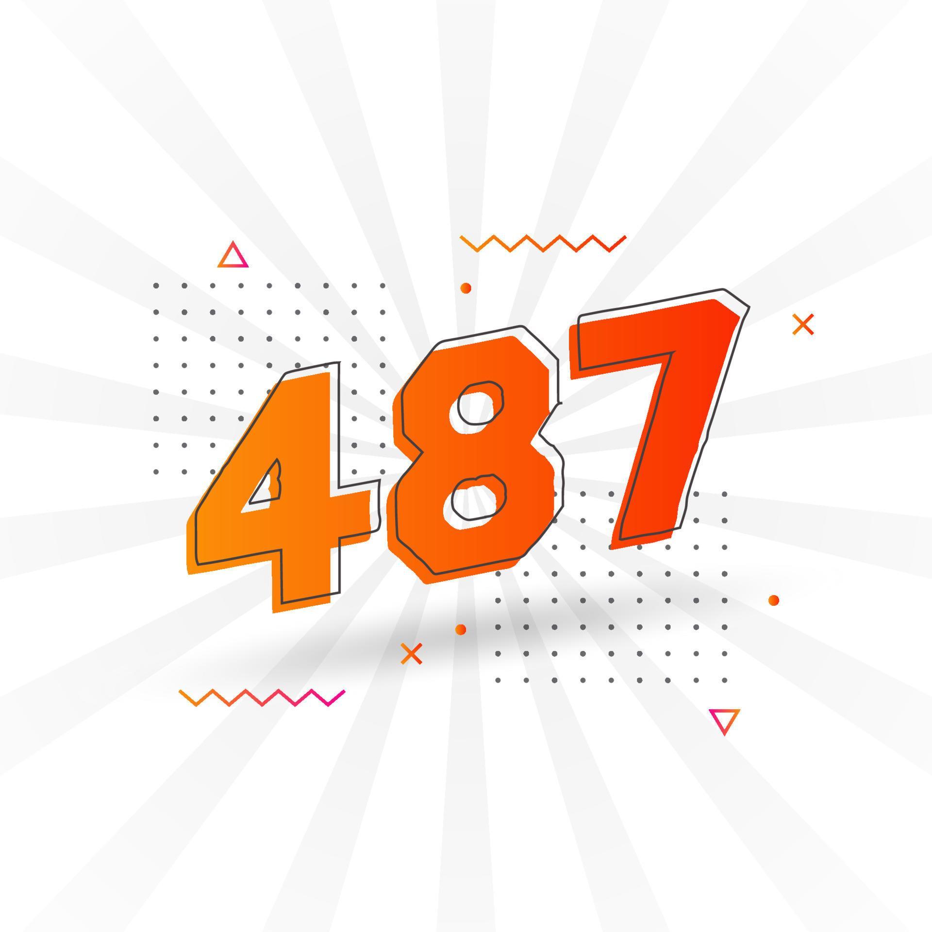 487 number vector font alphabet. Number 487 with decorative element ...
