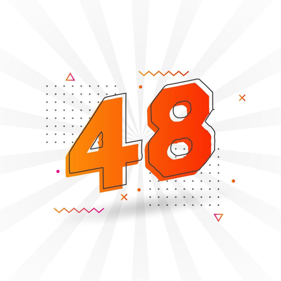 48 number vector font alphabet. Number 48 with decorative element stock vector