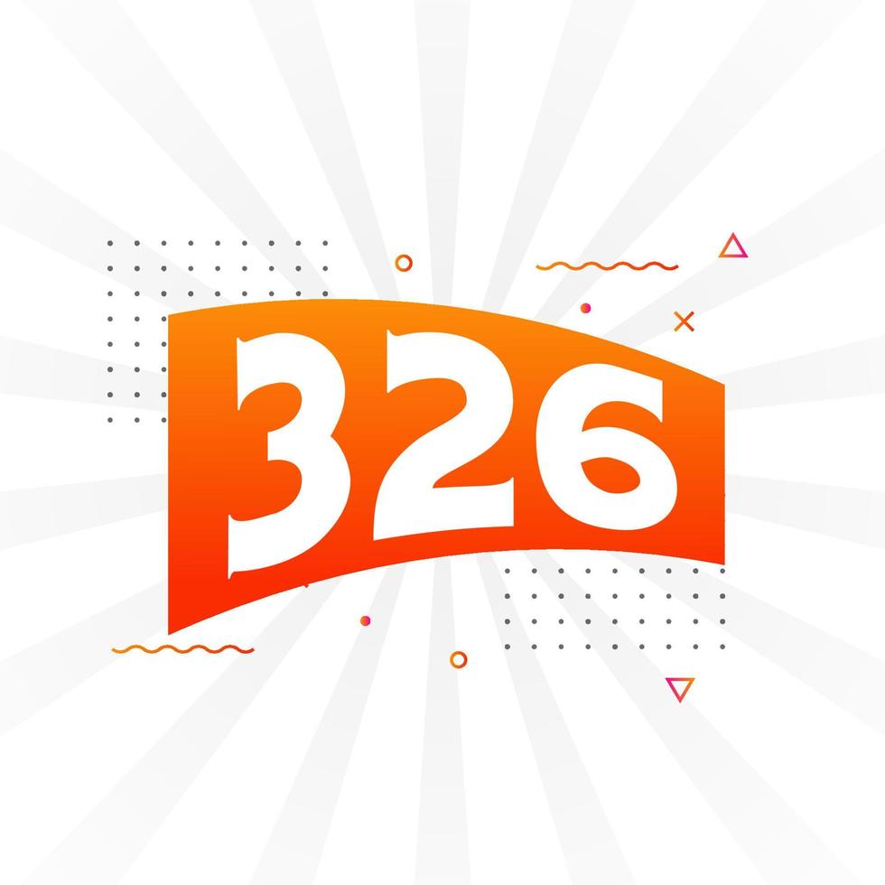 326 number vector font alphabet. Number 326 with decorative element stock vector