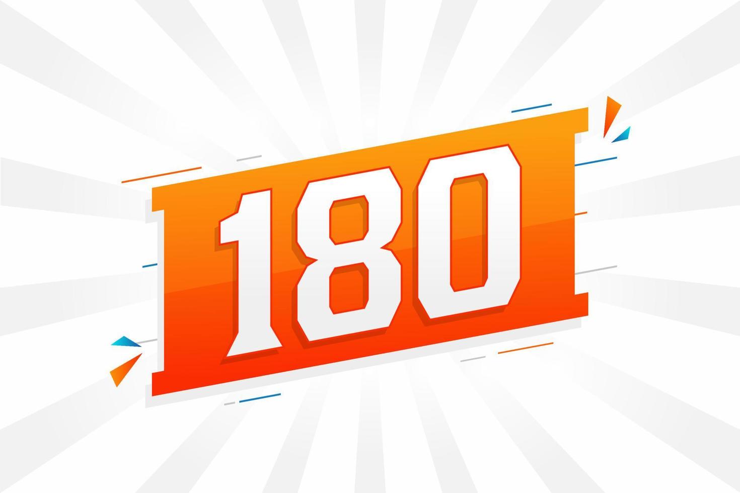 180 number vector font alphabet. Number 180 with decorative element stock vector
