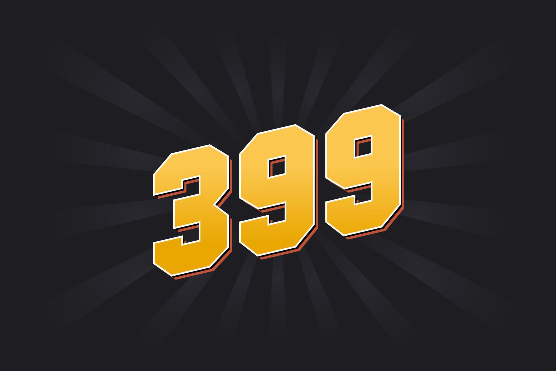 Number 399 vector font alphabet. Yellow 399 number with black