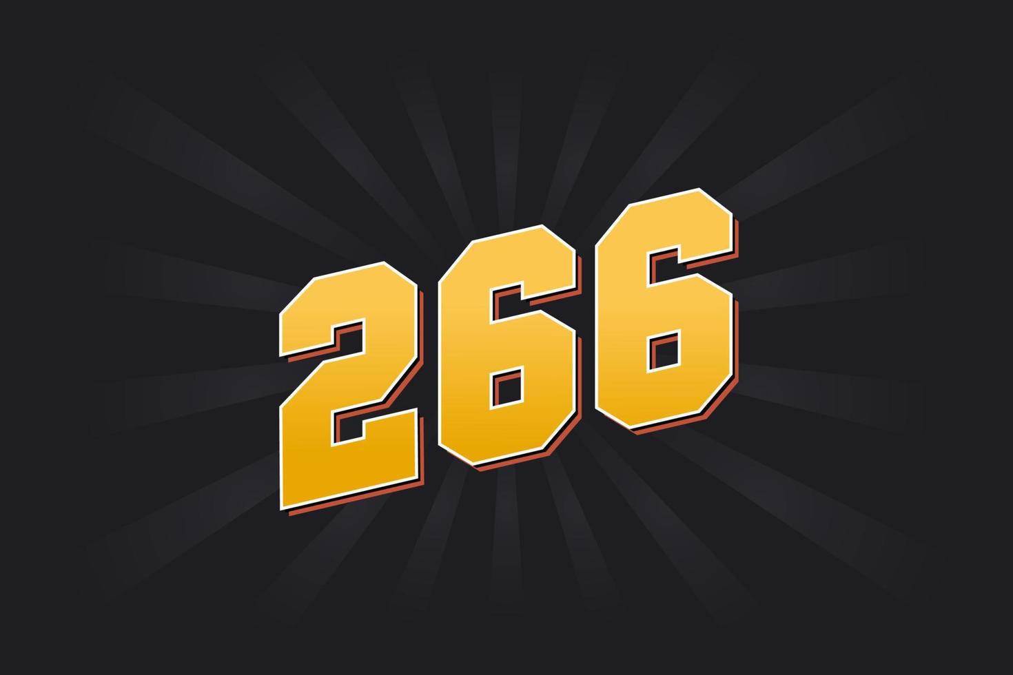 Number 266 vector font alphabet. Yellow 266 number with black background