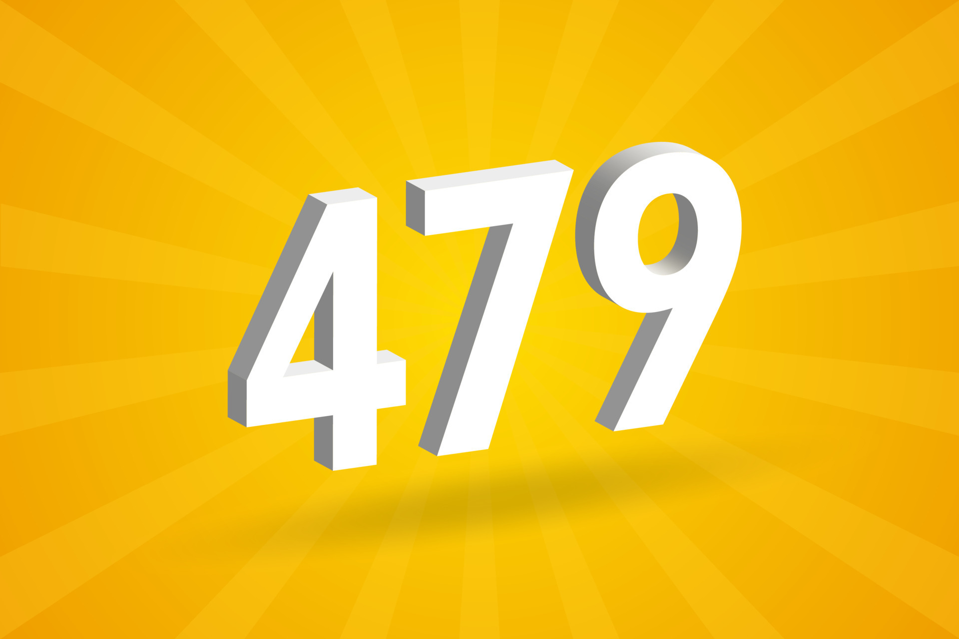 3D 479 number font alphabet. White 3D Number 479 with yellow background ...